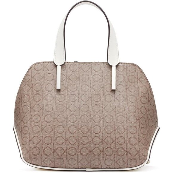 Women's Leather Satchel Triple Compartment Almond Floral Zipper Closure - Picture 3 of 8